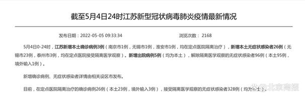 江苏每日新增本土确诊病例及无症状感染者情况汇总