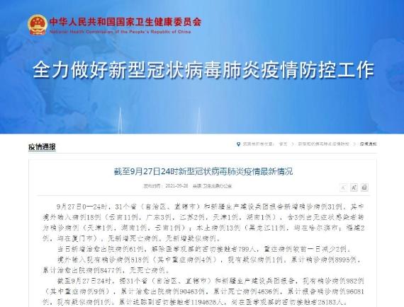 国家卫健委：27日新增确诊31例 本土13例 多地疫情防控升级